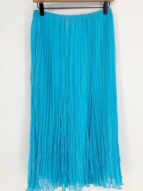 Blue Pleated Peasant Midi Skirt Size 6P